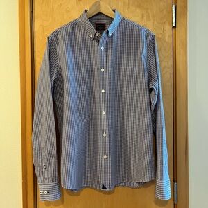 UNTUCKit Slim Fit Button Down Shirt Men’s Large Blue Check Wrinkle Free Cotton